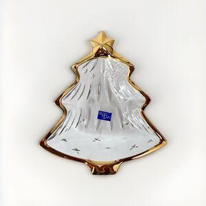 Studio Nova Yuletide Spirit Gold Trim Candy Jewelry Dish Glass Christmas Tree